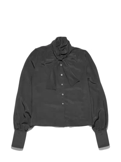 Enfants Riches Deprimes Crepe-de-chine Pussy-bow Shirt In Black