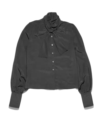 Enfants Riches Deprimes Crepe-de-chine Pussy-bow Shirt In Black