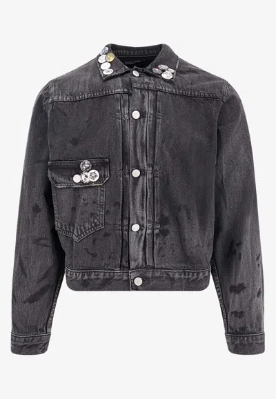 Enfants Riches Deprimes Type Vii Pin Assemblage Jacket In Grey Denim In Black