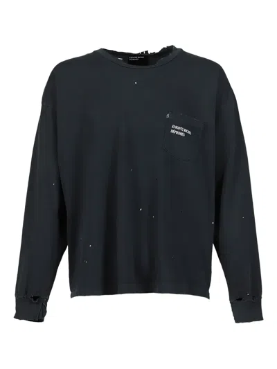 Enfants Riches Deprimes Distressed Long-sleeve T-shirt In Blue