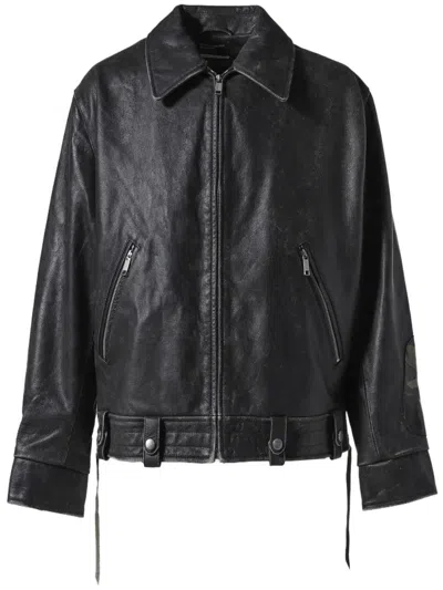Enfants Riches Deprimes Distressed Pianist Aviator Jacket In Black