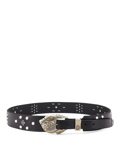 Enfants Riches Deprimes Eagle Petit Iron Belt In Leather In Black