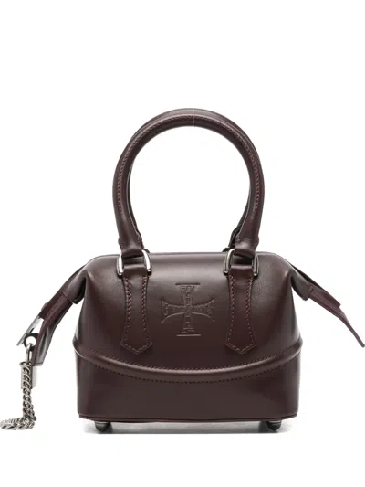 Enfants Riches Deprimes Embossed-logo Leather Tote Bag In Burgundy