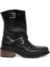 Enfants Riches Deprimes Engineer Double-buckle Leather Boots In Black