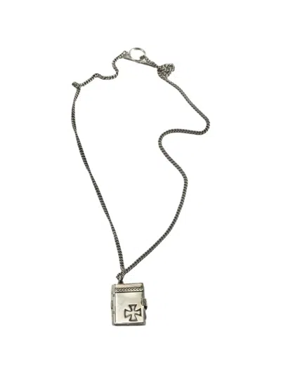 Enfants Riches Deprimes Engraved Book-pendant Necklace In Gray