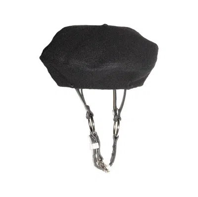 Pre-owned Enfants Riches Deprimes Erd Aw23 Beret With Straps Leather Hat In Black