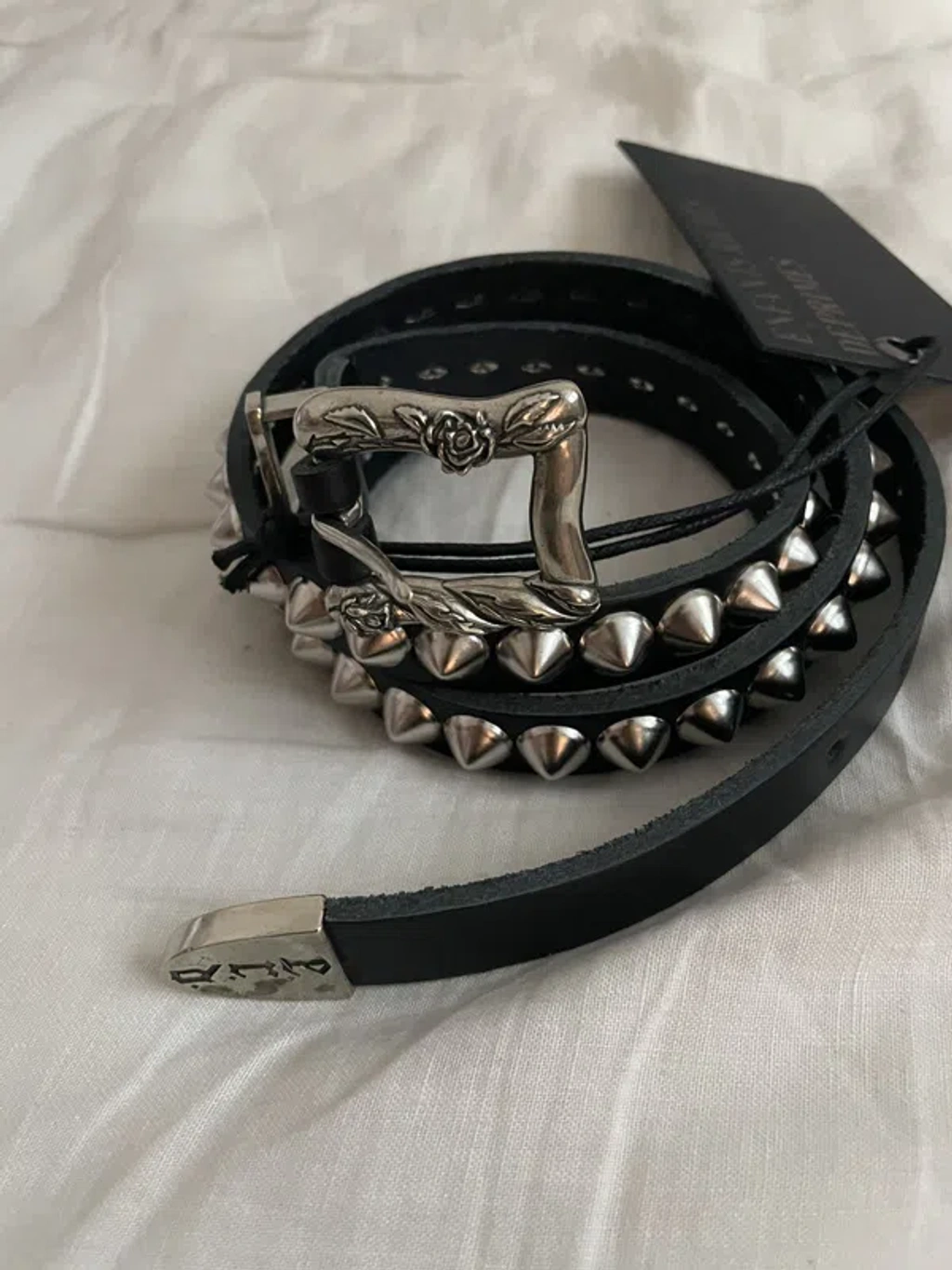 Pre-owned Enfants Riches Deprimes Erd Black Rose Buckle Studded