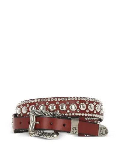 Enfants Riches Deprimes Goodbye Frank Buckled Studded Belt In Brown