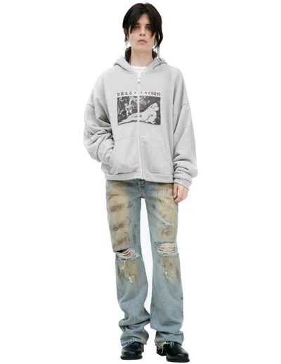 Enfants Riches Deprimes Grey Hoodie With Patches In Gray