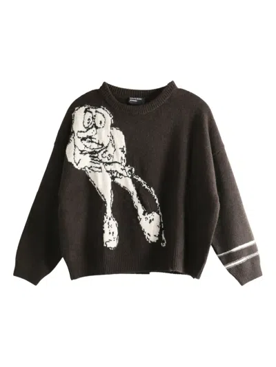 Enfants Riches Deprimes Jean D. Cashmere-jacquard Sweater In Brown