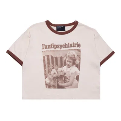Pre-owned Enfants Riches Deprimes Enfants Riches Déprimés L'antipsychiatrie T-shirt 'cream/brown' | Women's Size L