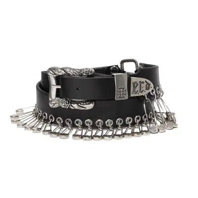 Enfants Riches Deprimes Leather Belt With Pins In Black