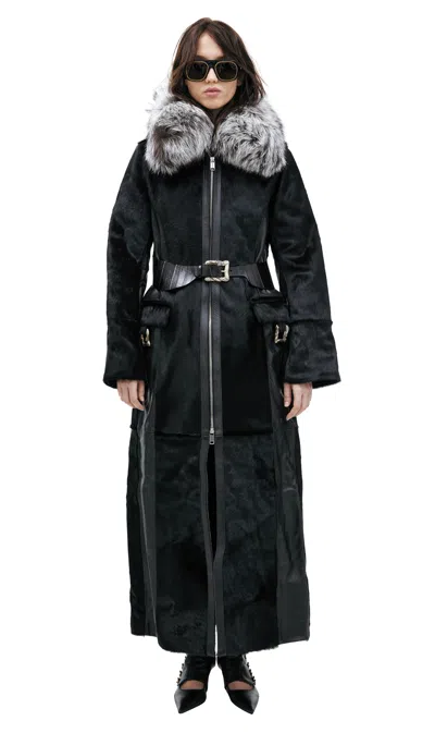 Enfants Riches Deprimes Leather Coat With Fur In Black