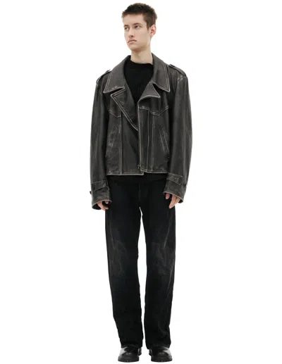 Enfants Riches Deprimes Leather Print Jacket In Black