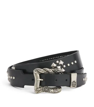 Enfants Riches Deprimes Leather Studded Texas Serenade Belt In Black