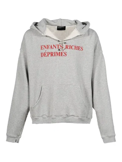 Enfants Riches Deprimes Logo-print Distressed Hoodie In Gray