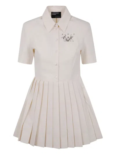 Enfants Riches Deprimes Logo-print Pleated Shirt Dress In White