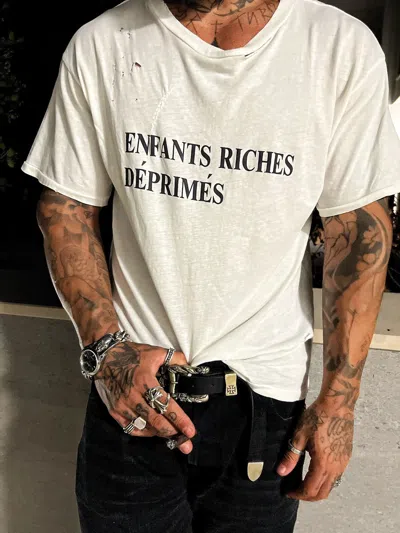 Pre-owned Enfants Riches Deprimes Logo Tee Thrashed In White
