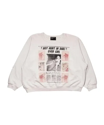 Enfants Riches Deprimes Boy Hurt In Duel Graphic-print Raglan-sleeve Sweatshirt In White