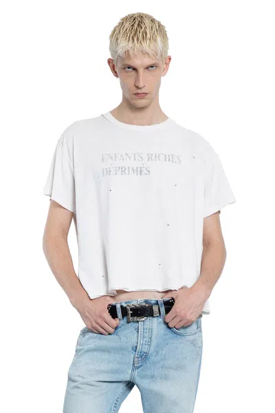 Enfants Riches Deprimes Distressed Logo-print Cotton-jersey T-shirt In White