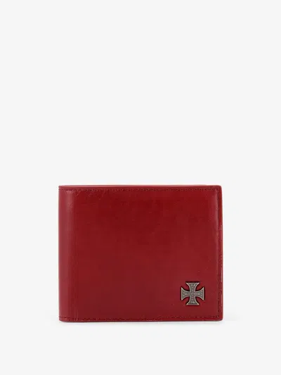 Enfants Riches Deprimes Men Cross Emblem Leather Wallet In Red