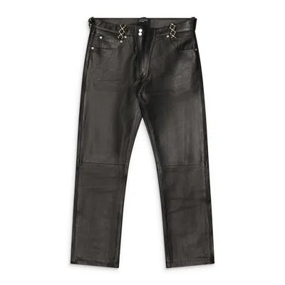 Enfants Riches Deprimes Moto Fly Straight-leg Embellished Leather Trousers In Black