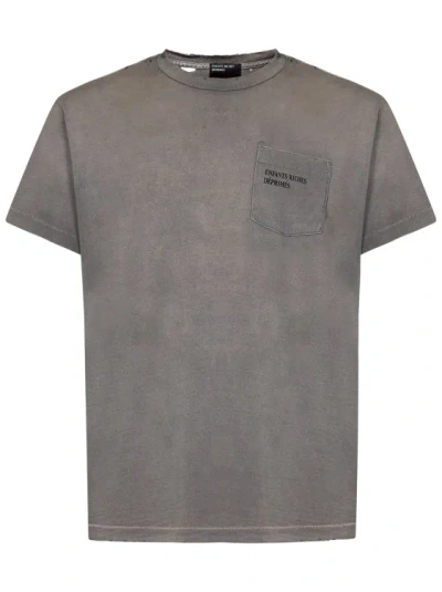 Enfants Riches Deprimes Mud Gray Vintage Wash Cotton T-shirt In Grey