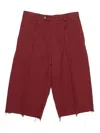 Enfants Riches Deprimes Pleated Frayed Shorts In Burgundy