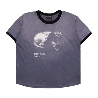 Pre-owned Enfants Riches Deprimes Enfants Riches Déprimés Porcelain Dog Patch Ringer T-shirt 'charcoal/black' | Men's Size M