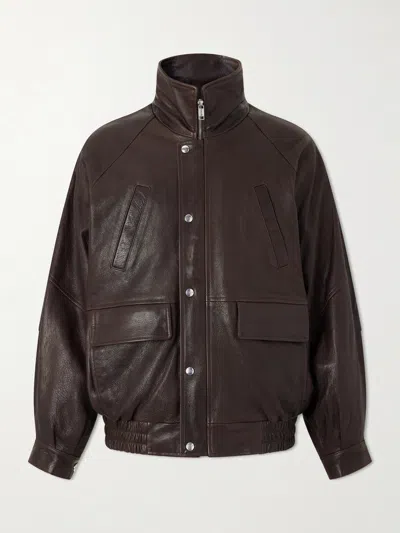 Enfants Riches Deprimes Leather Jacket With A Zipper In Brown