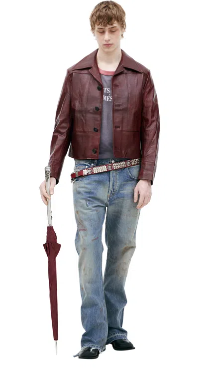 Enfants Riches Deprimes Red Leather Jacket In Brown