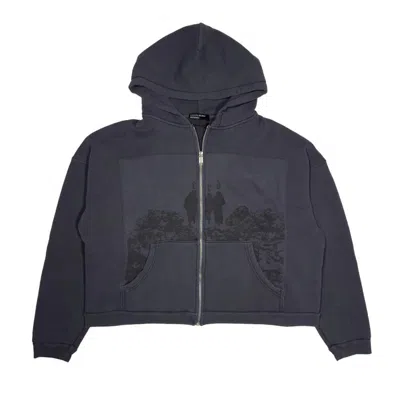 Pre-owned Enfants Riches Deprimes Regression Iv Assemblage Patchwork Zip Hoodie In Slate Grey