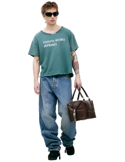 Enfants Riches Deprimes Ripped Paint Effect T-shirt In Green