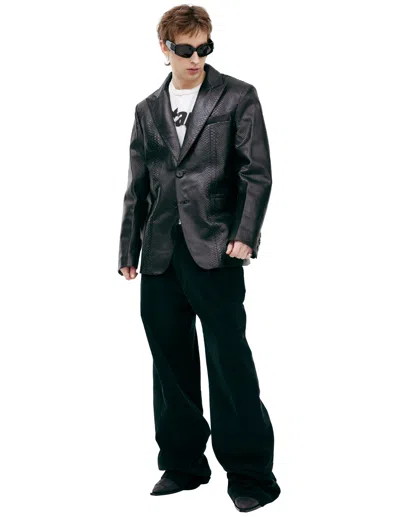 Enfants Riches Deprimes Single-breasted Leather Blazer In Black