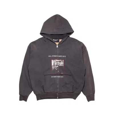 Enfants Riches Deprimes Stretched Out Thermal Lined Zip Up Hoodie In Black