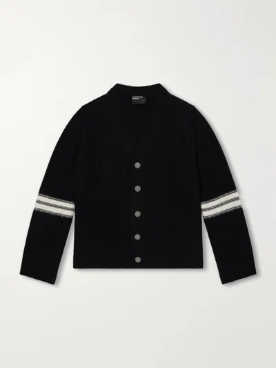 Enfants Riches Deprimes Striped Cashmere Cardigan In Black