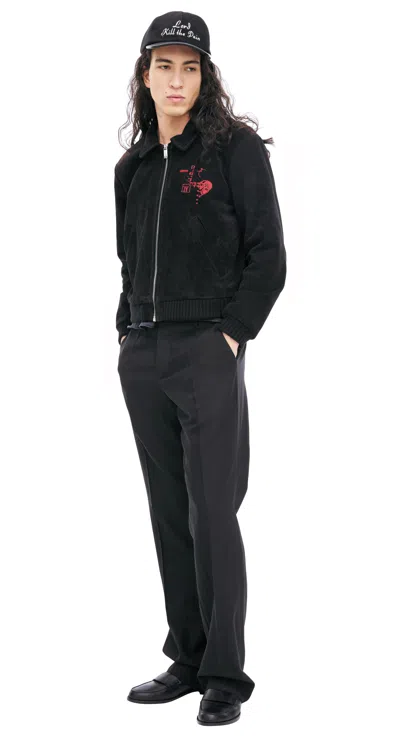 Enfants Riches Deprimes Suede Bomber Jacket In Black