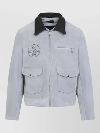 Enfants Riches Deprimes Light Blue Grey Mother Child Jacket In Brown