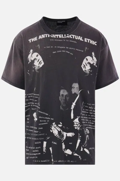 Enfants Riches Deprimes Aanti-intellectual Ethic Distressed Graphic-print T-shirt In Black