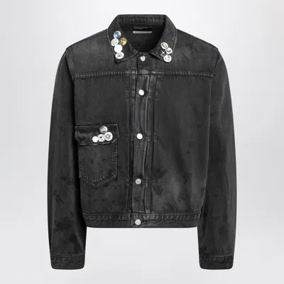 Enfants Riches Deprimes Type Vii Pin Assemblage Jacket In Grey Denim In Black