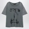 Enfants Riches Deprimes Blue Vintage-effect T-shirt With Print And Distressing In Gray