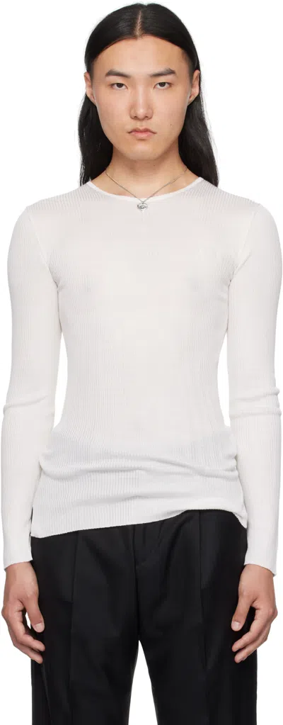 ENFANTS RICHES DEPRIMES WHITE FITTED THERMAL SWEATER