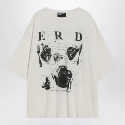 Enfants Riches Deprimes White Vintage-effect T-shirt With Logo Print In Neutral