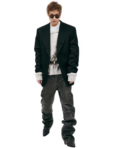 Enfants Riches Deprimes Wool Blazer With Stitched Belt In Black