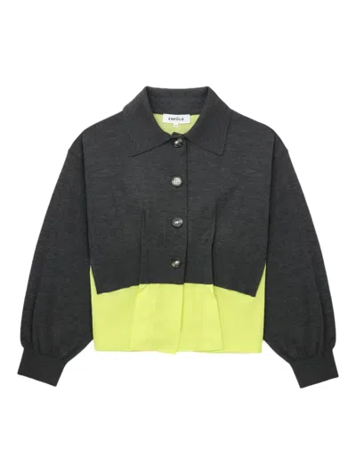 Enföld Button-front Layered Cardigan In Gray