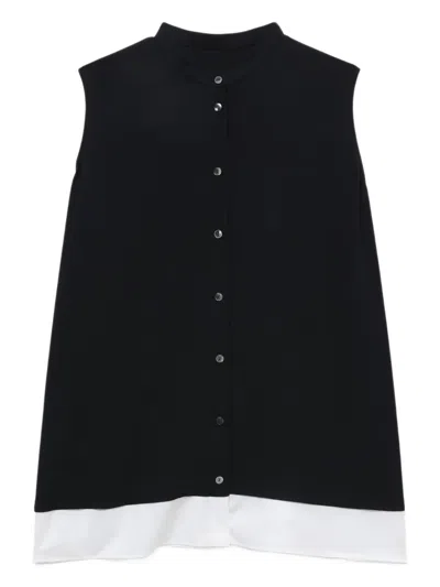 Enföld Button-front Sleeveless Shirt In Black