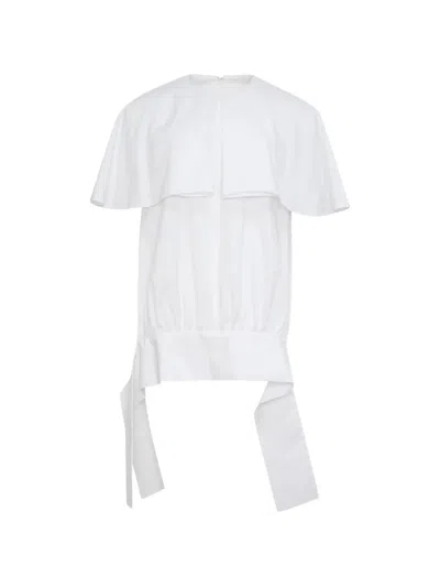 Enföld Cape-style Gathered Blouse In White