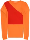 Enföld Colour-block Asymmetric Cotton Blouse In Orange