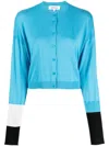 Enföld Colour-block Fine-knit Cardigan In Blue