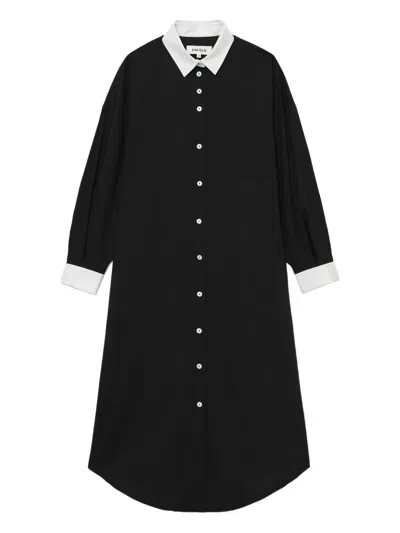 Enföld Contrast-border Shirt Dress In Black